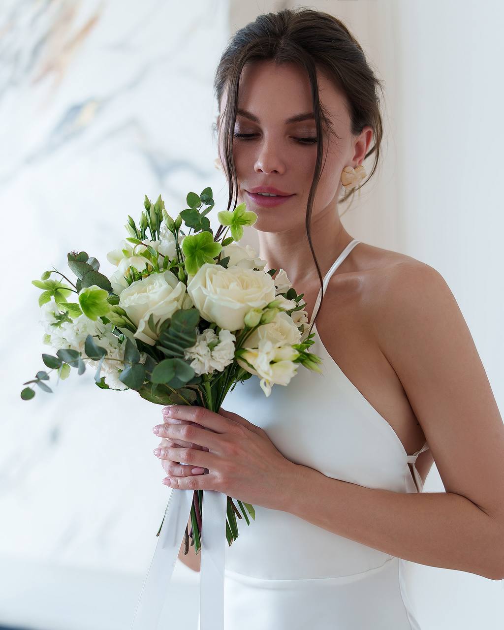 White Cocktail Maxi Dress with open Back