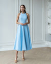 Halter Neck Dress with Open Back and Flowy Skirt