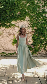Elegant Square Neck Midi Dress