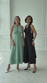 Summer MIDI Dress with Open Back