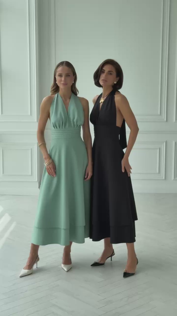 Summer MIDI Dress with Open Back