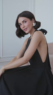 Halter Neck Dress with Open Back and Flowy Skirt