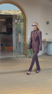 Chocolate Color Suit with one pocket Jacket and Pants with Slit