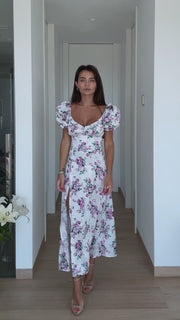 Floral MIDI Dress with Slit