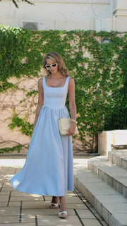 Elegant Square Neck Midi Dress