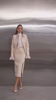 Tweed Suit Set with Midi Skirt