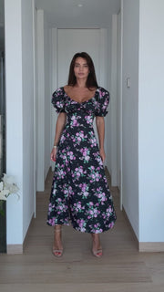 Floral MIDI Dress with Slit