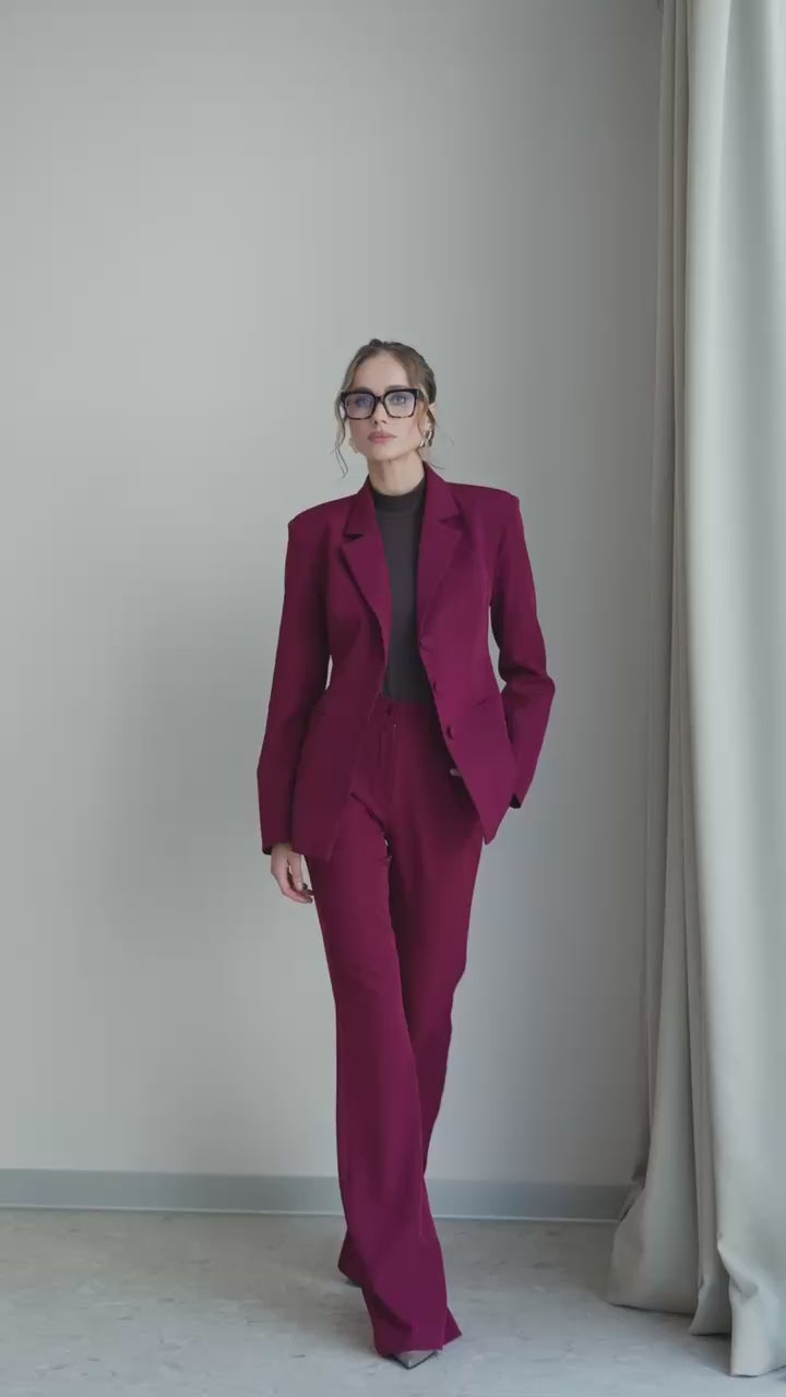 Bourgundy Elegant Slim Fit Suit Set