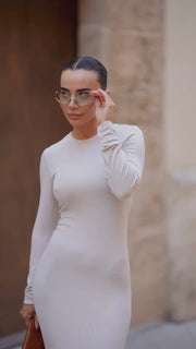 Milk Elegant Long-Sleeve Knit Dress