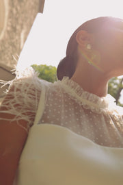 White Dress with Feathers