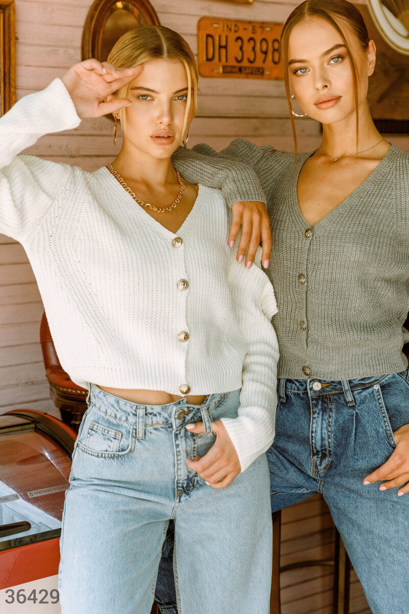 White sweater with buttons