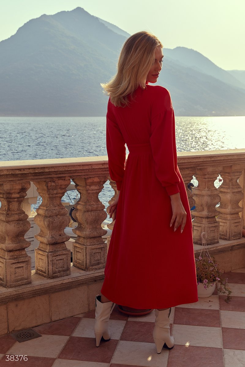 Red Knit Midi Dress