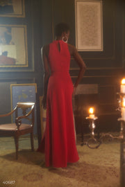 Robe longue fendue rouge