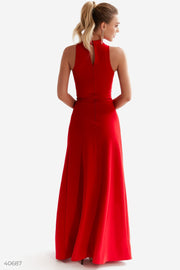 Robe longue fendue rouge