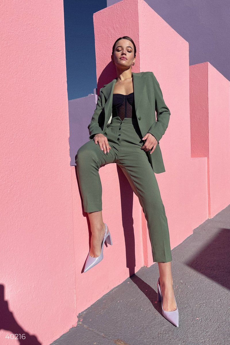 Pistachio Suit Set Jacket and Trousers