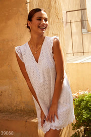 Mini-robe en coton blanc