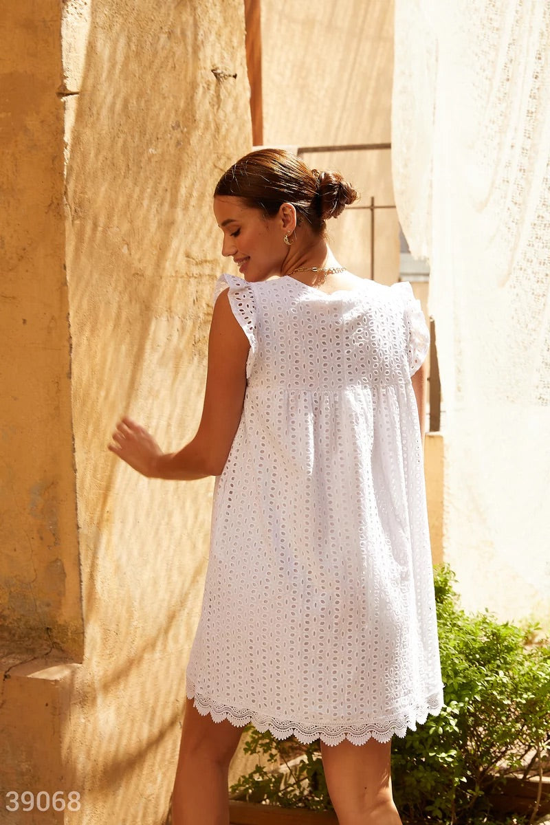 White Cotton Mini Dress