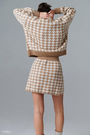 Beige Knitted Set with Skirt