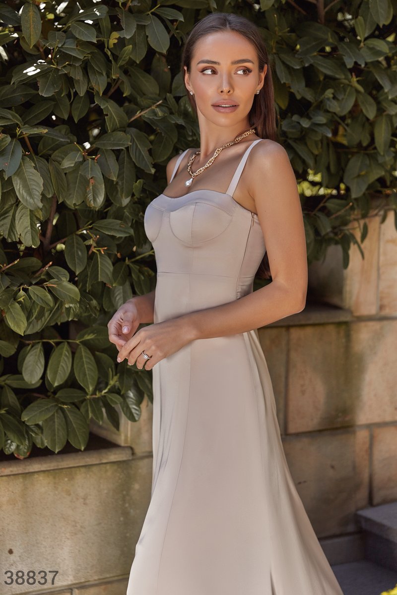 Beige Silk Maxi Dress