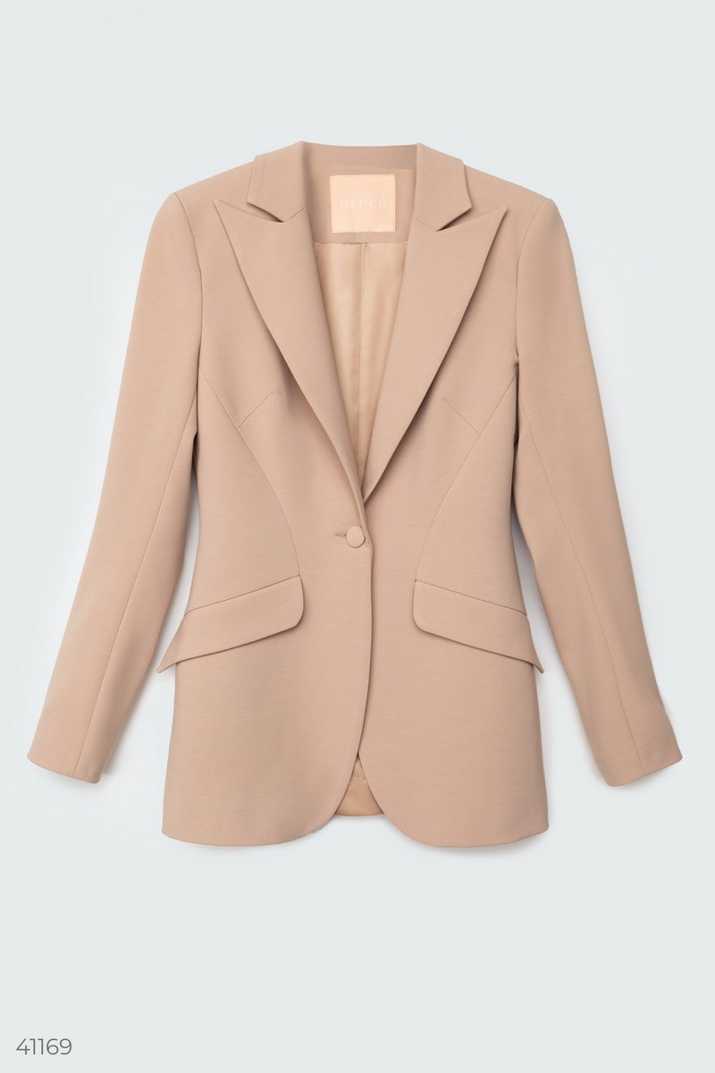 Beige Slim Fit Jacket