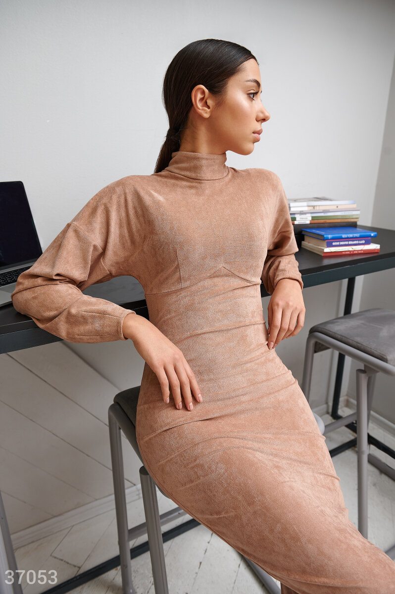 Beige Suede Dress Ms.Me Fashion Beige Suede Dress Ms.Me Fashion