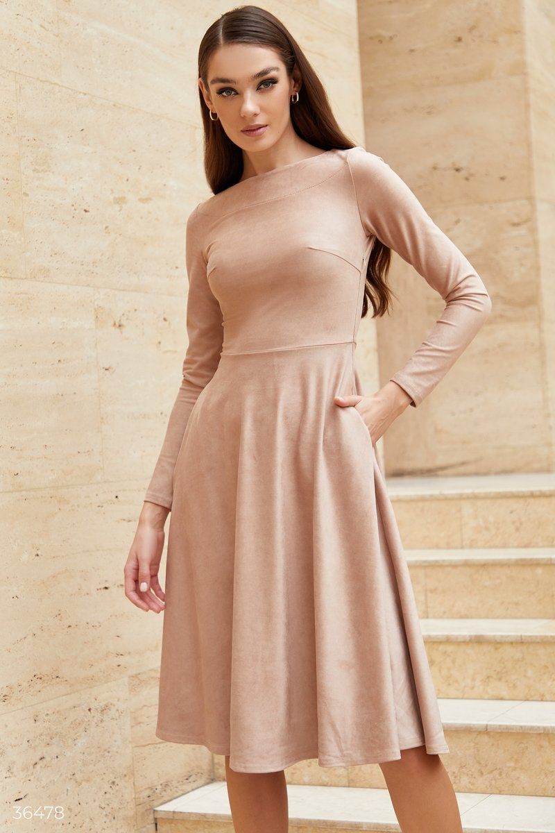 Beige clearance suede dress