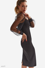 Black Dress With Mesh Sleeves