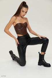 Brown ECO-Leather Corset