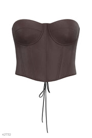 Bustier en cuir écologique marron