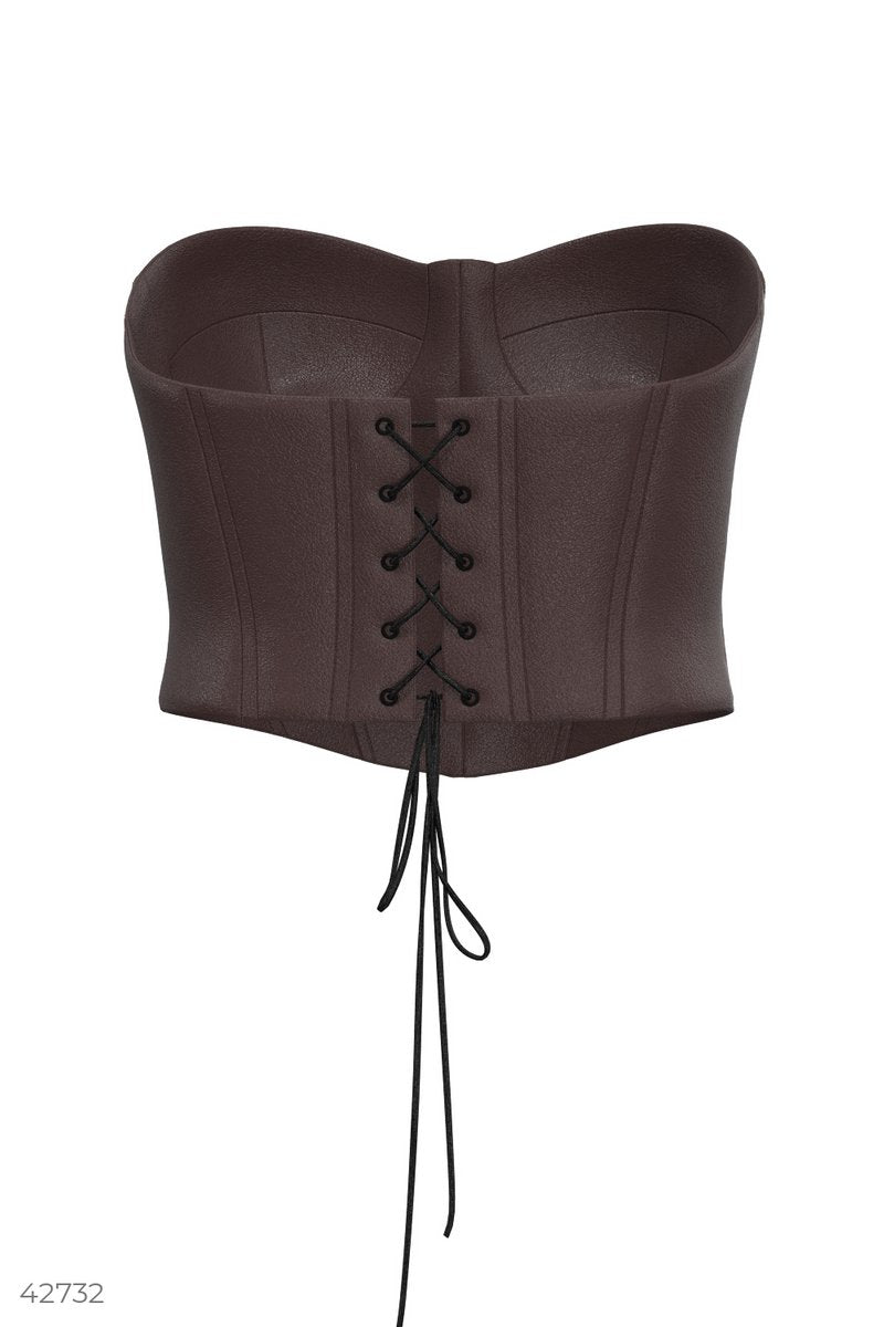 Bustier en cuir écologique marron