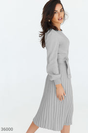 Grey Dress With Pleated Skirt