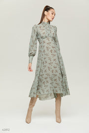 Green Floral Chiffon Dress in