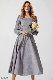 Robe midi en coton gris