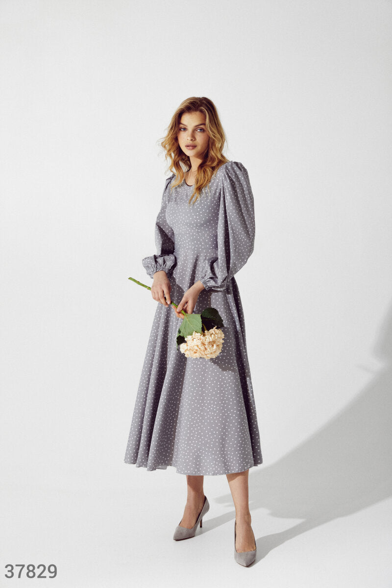 Robe midi en coton gris