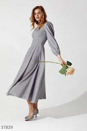 Grey Cotton MIDI Dress