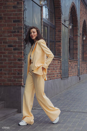 Lemon Suit with Palazzo Trousers