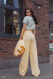 Lemon Suit with Palazzo Trousers