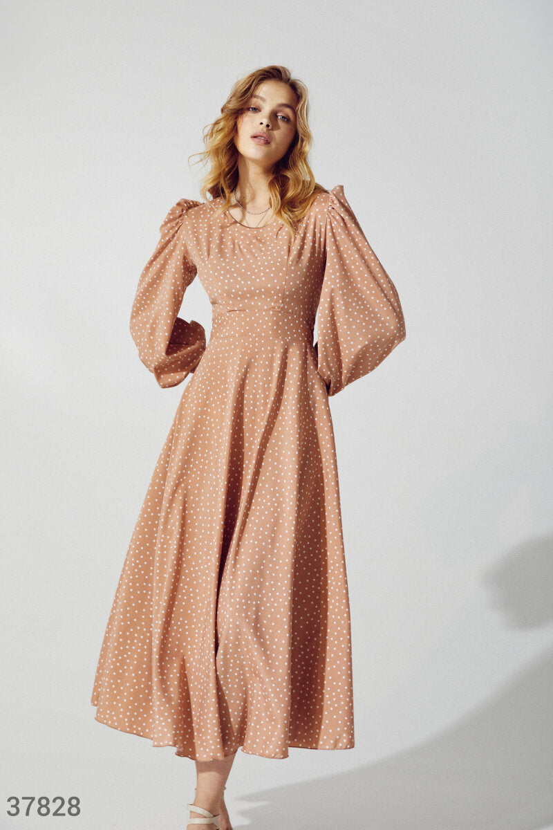 Robe midi en coton marron clair