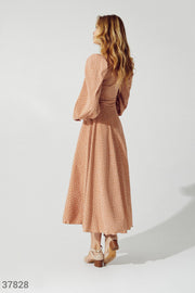 Robe midi en coton marron clair