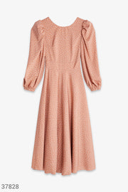 Light Brown Cotton MIDI Dress