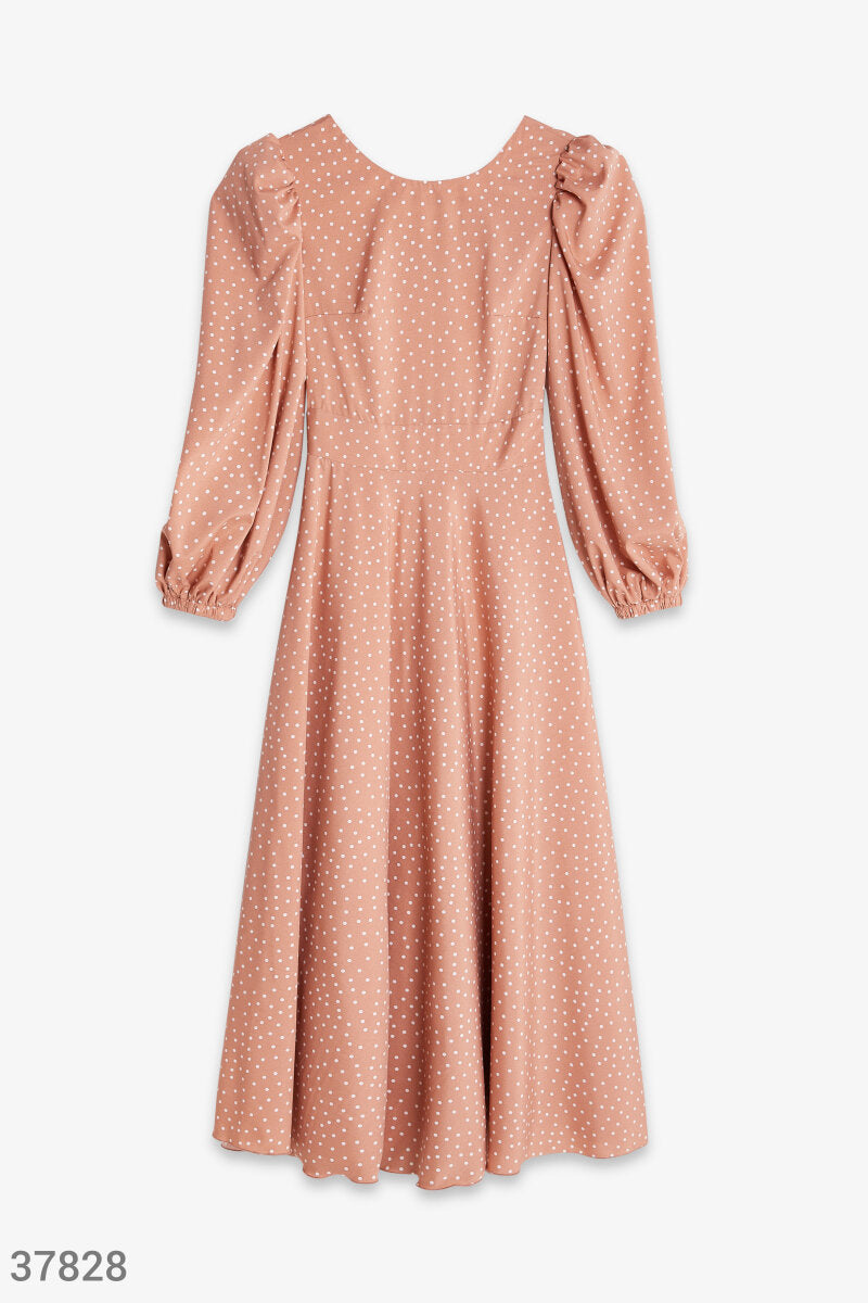 Robe midi en coton marron clair