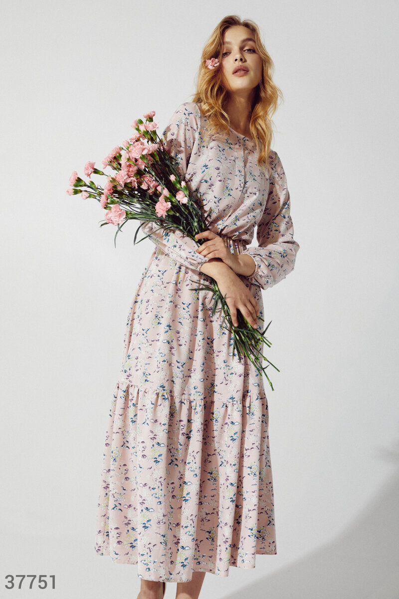 Robe mi-longue à fleurs Rosa