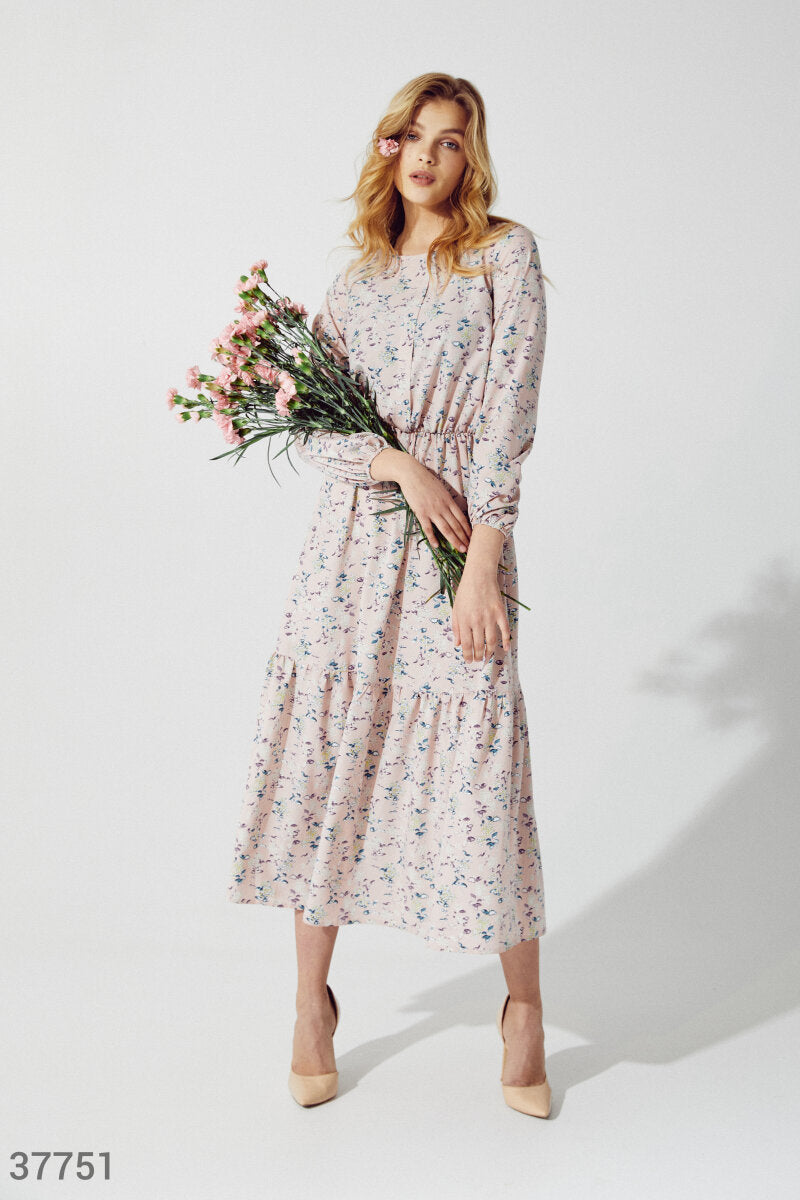 Robe mi-longue à fleurs Rosa