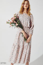 Robe mi-longue à fleurs Rosa