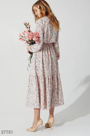 Robe mi-longue à fleurs Rosa