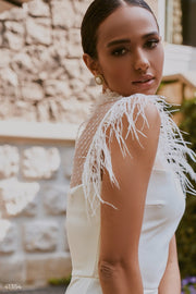 White Dress with Feathers