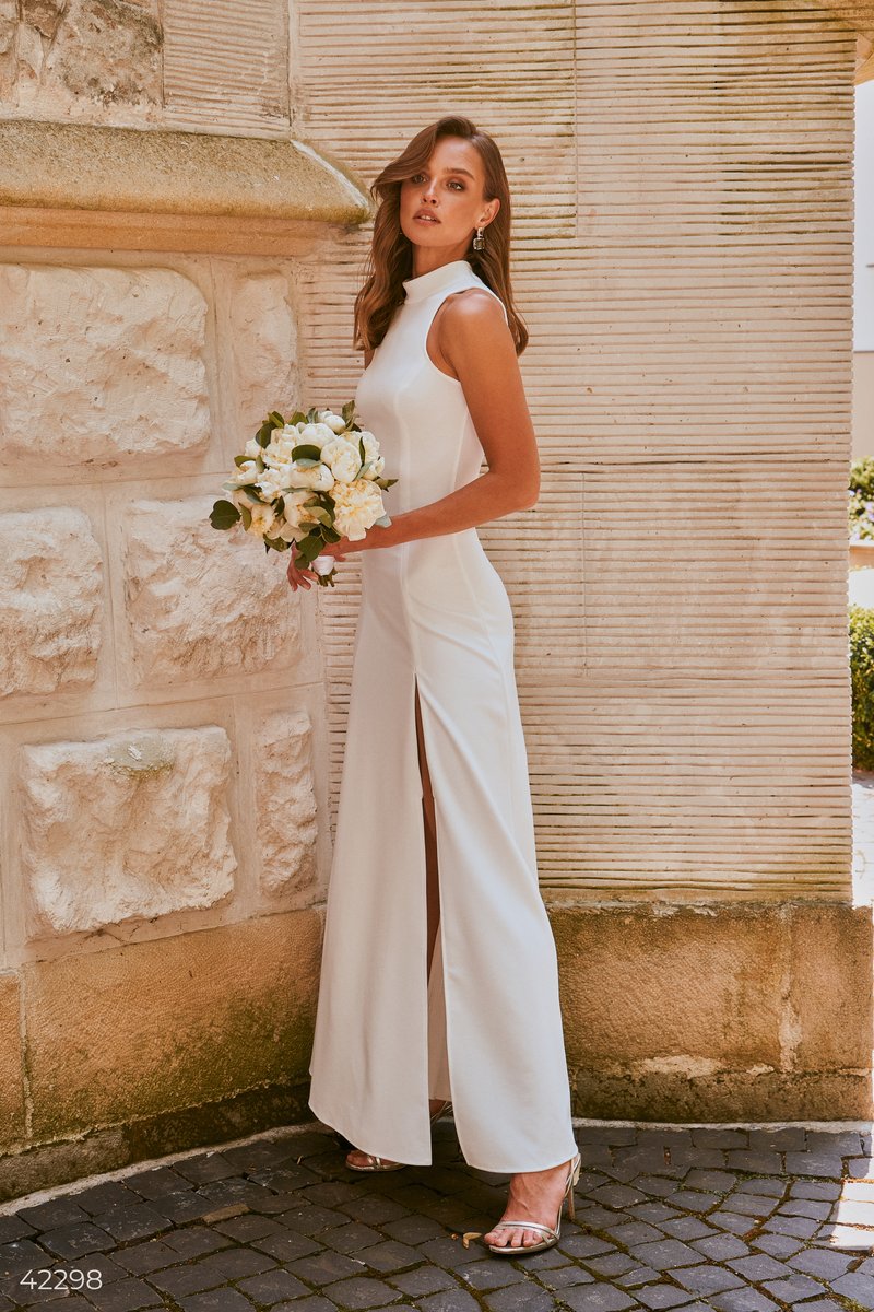 Robe MAXI blanche avec fente Ms.Me Fashion