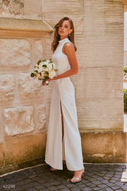 White MAXI Dress with Slit